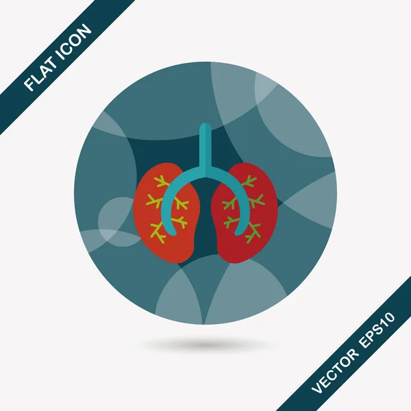 Lungen flache Ikone mit langem Schatten — Stockvektor