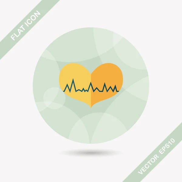 EKG sydän tasainen kuvake pitkä varjo — vektorikuva