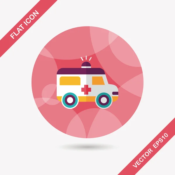 Ambulance platte pictogram met lange schaduw — Stockvector