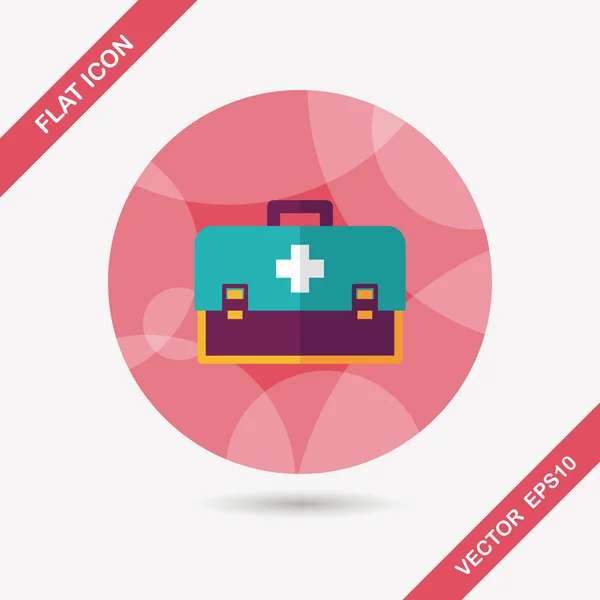 First aid kit flat icon with long shadow — Stock Vector