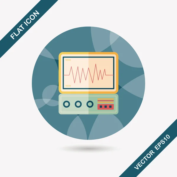 Monitor en el icono plano de la UCI con sombra larga — Vector de stock