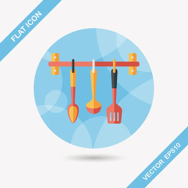 Utensilios de cocina espátula icono plano con sombra larga, eps10 — Vector de stock