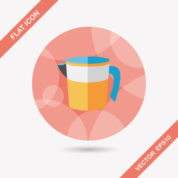 Utensilios de cocina medida taza icono plano con sombra larga, eps10 — Vector de stock