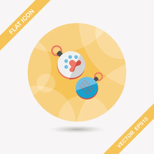 Pet tag flat icon with long shadow, eps10 — стоковый вектор