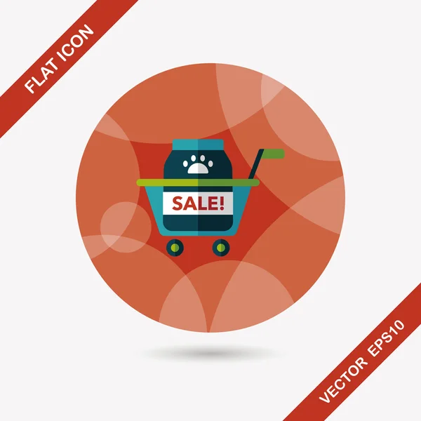 Pet sale shopping flat icon with long shadow, eps10 — стоковый вектор