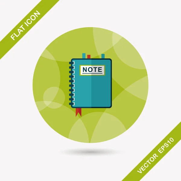 Notebook ícone plano com sombra longa, eps10 —  Vetores de Stock