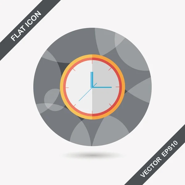 Plochý ikona hodin s dlouhý stín, eps10 — Stockový vektor