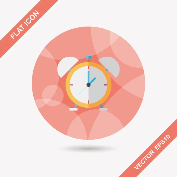 Alarm clock flat icon with long shadow,eps10 — Stock Vector