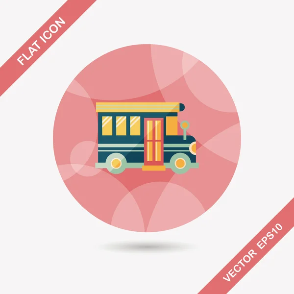 Ícone plano de ônibus escolar com sombra longa, eps10 — Vetor de Stock