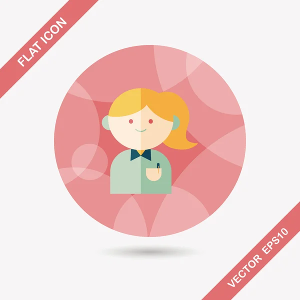 Icône plate femme d'affaires avec ombre longue, eps10 — Image vectorielle