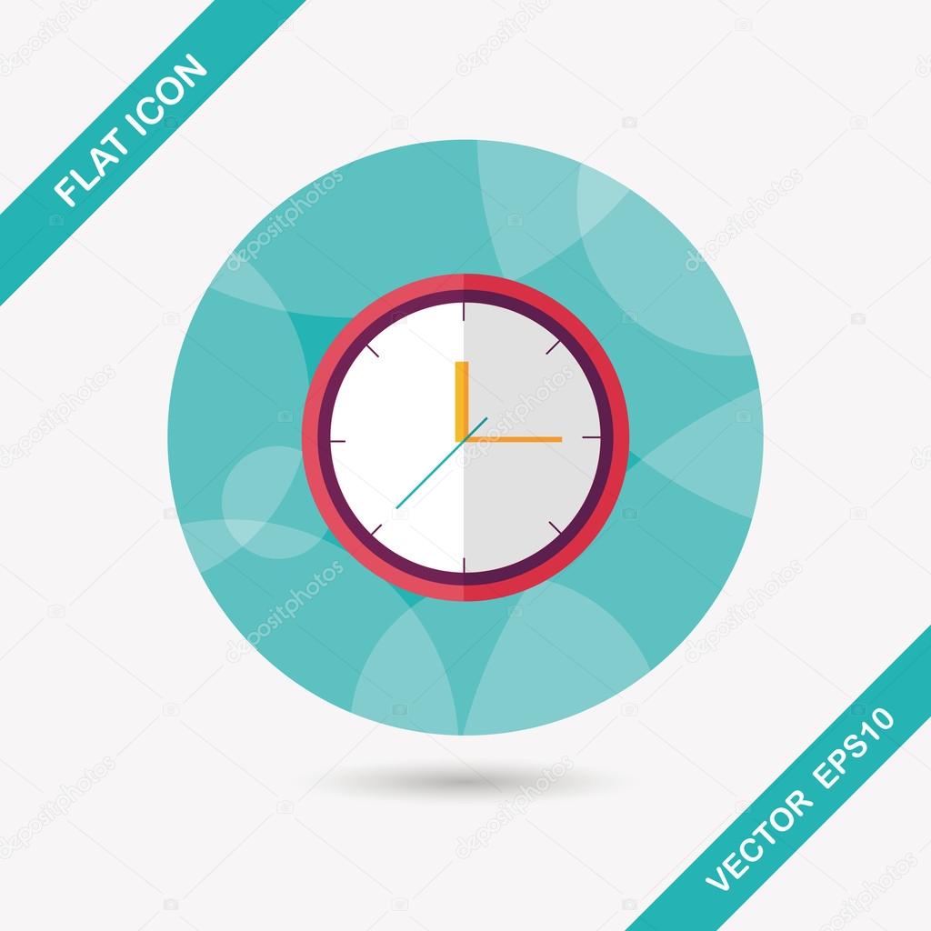 Clock flat icon with long shadow,eps10