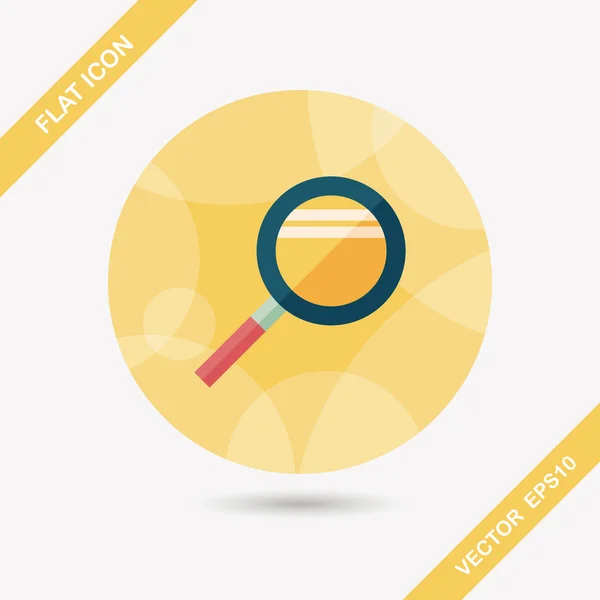 Magnifying Glass flat icon with long shadow — Stock Vector