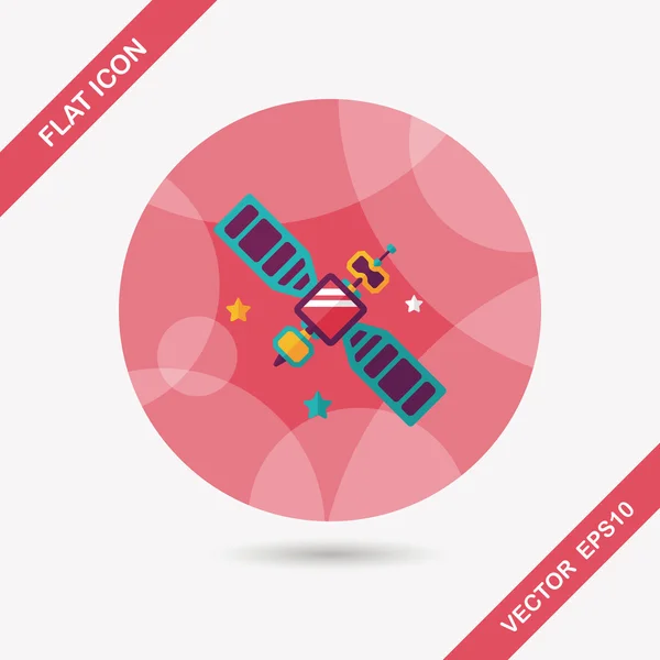 Space Satellite flat icon with long shadow, eps10 — стоковый вектор