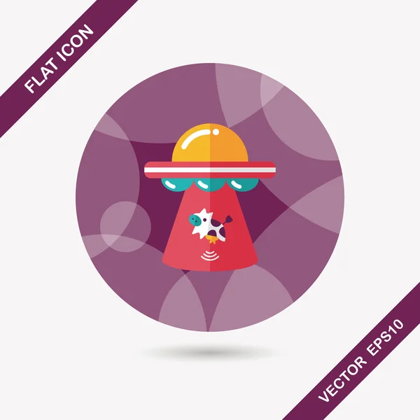 Ruimte Ufo platte pictogram met lange schaduw, eps10 — Stockvector