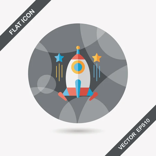 Space rocket flat icon with long shadow, eps10 — стоковый вектор