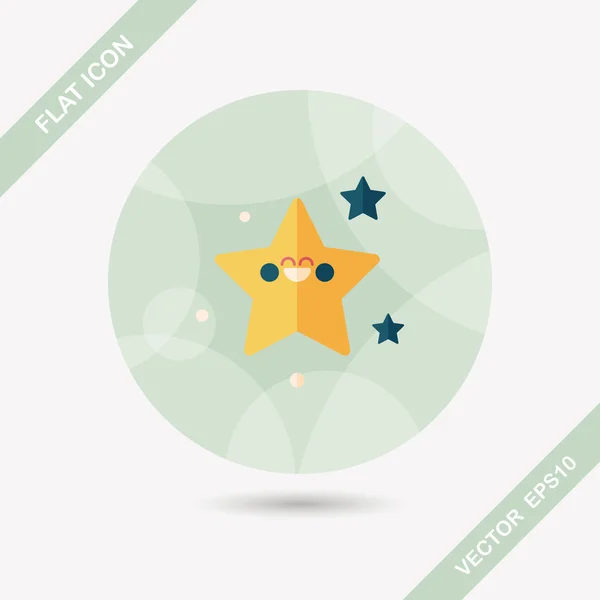 Icono plano estrella espacial con sombra larga, eps10 — Vector de stock