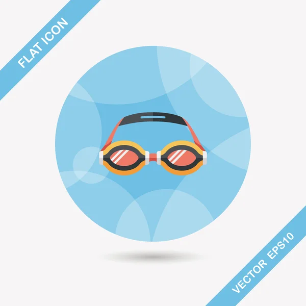 Swimming goggles flat icon with long shadow,eps10 — Stock Vector