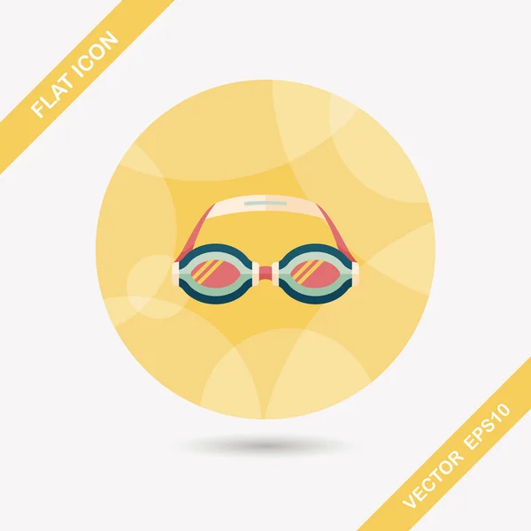 Zwemmen goggles platte pictogram met lange schaduw, eps10 — Stockvector