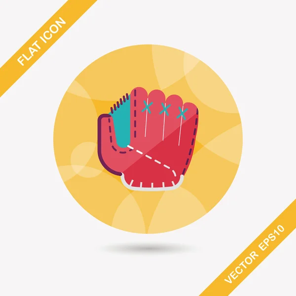 Baseball glove flat icon with long shadow,eps10 — Stock Vector