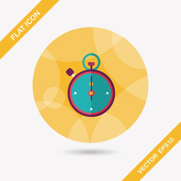 Stopwatch flat icon with long shadow, eps10 — стоковый вектор