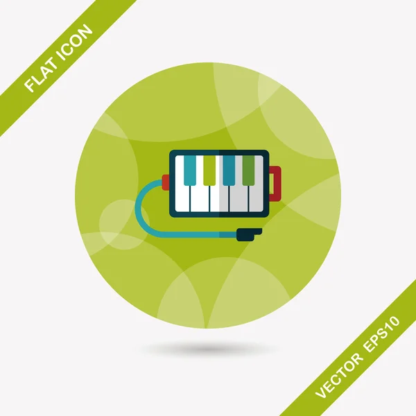 Piano icono plano con sombra larga — Vector de stock