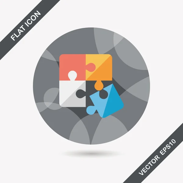 Puzzle flat icon with long shadow, EPS 10 — стоковый вектор