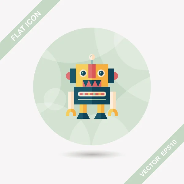 Vintage robot flat icon with long shadow,eps 10 — Stock Vector