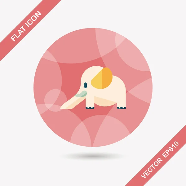 Elefante diapositiva icono plano con sombra larga, eps10 — Vector de stock