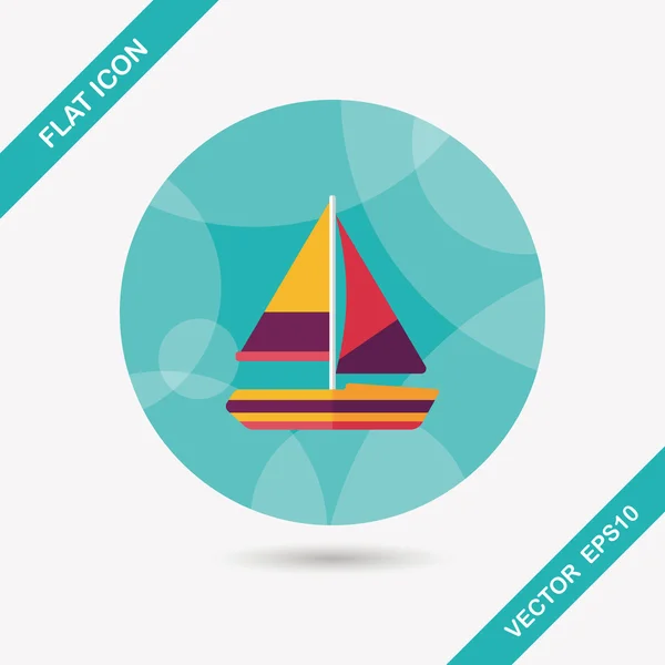 Transportation sailboat flat icon with long shadow, eps10 — стоковый вектор