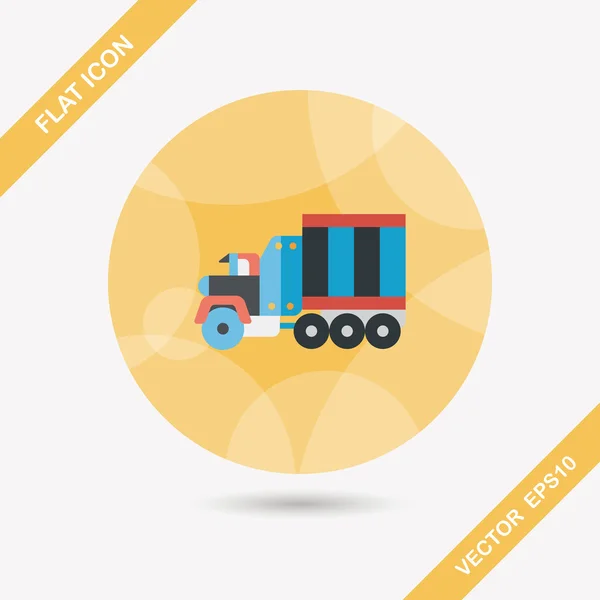 Transporte Camión de remolque icono plano con sombra larga, eps10 — Vector de stock