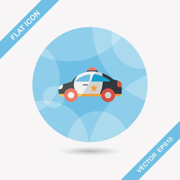 Transportation police car flat icon with long shadow,eps10 — Stock Vector