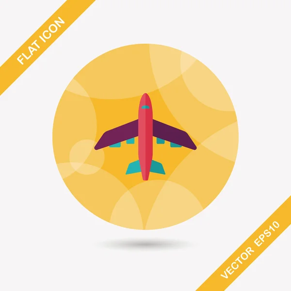 Transporte avião plano ícone com sombra longa, eps10 — Vetor de Stock