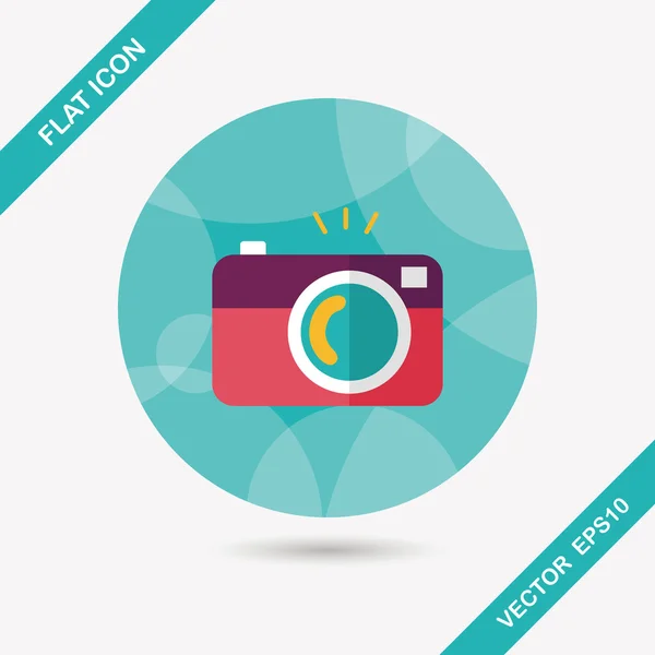 Camera flat icon with long shadow — Stock Vector