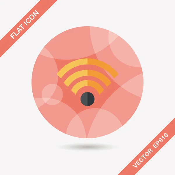 Draadloze wifi platte pictogram met lange schaduw — Stockvector