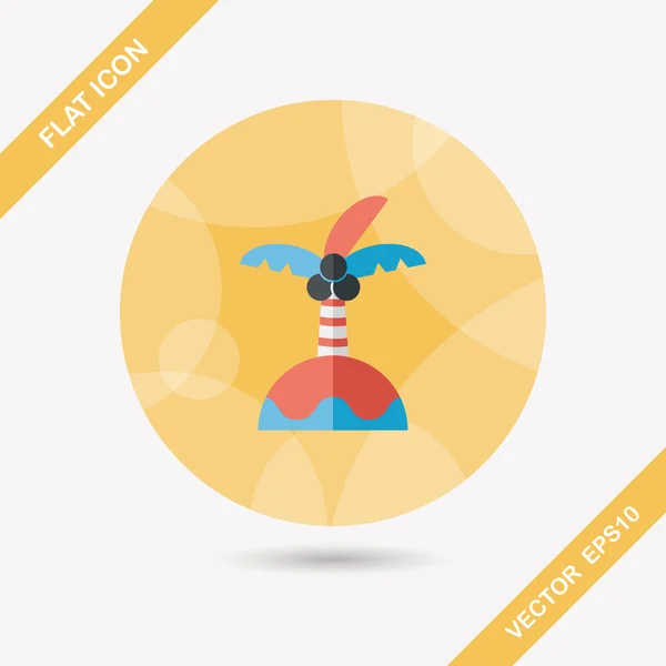 Palm boom platte pictogram met lange schaduw — Stockvector