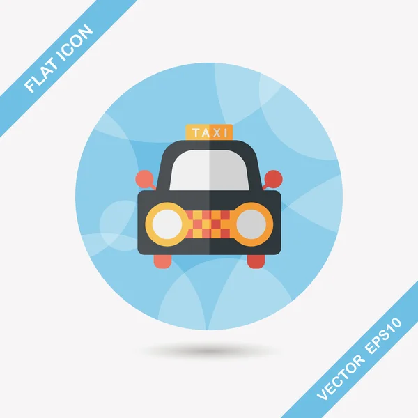 Taxi flat ikonen med långa skugga — Stock vektor