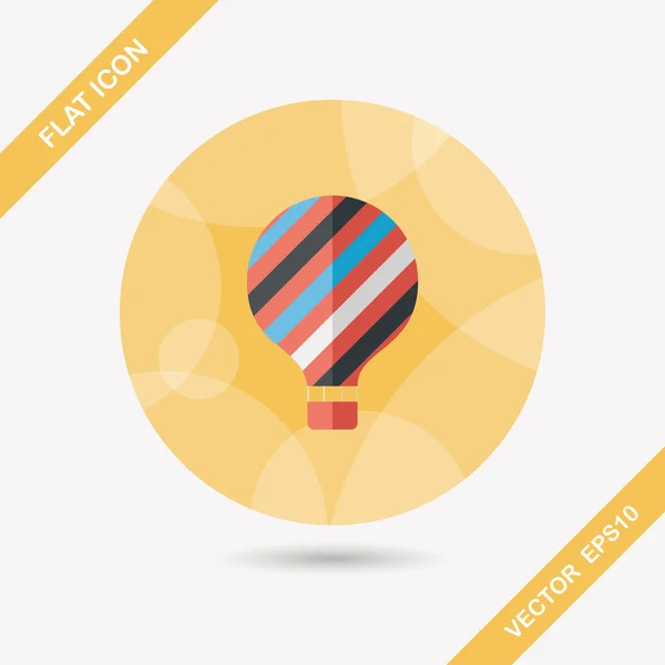 Heißluftballon flache Ikone mit langem Schatten — Stockvektor