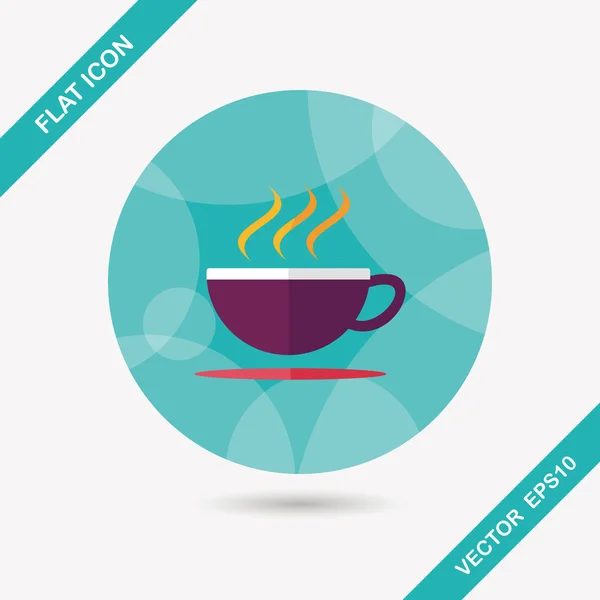 Kaffe flat ikonen med långa skugga — Stock vektor