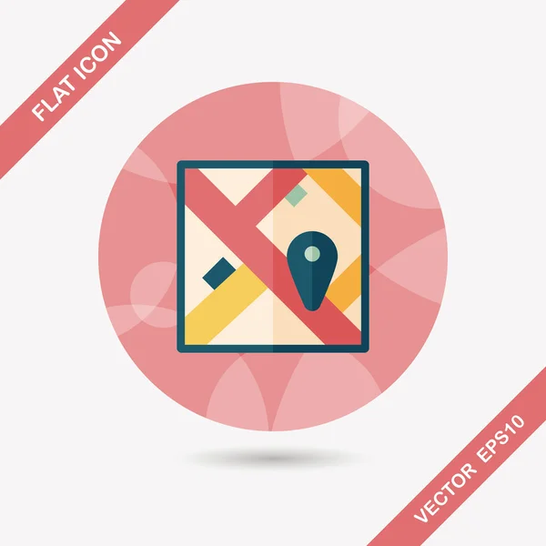 Map location flat icon with long shadow — Stock Vector