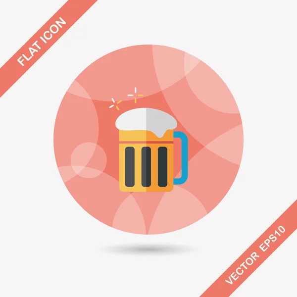 Beer flat icon with long shadow — Stock Vector