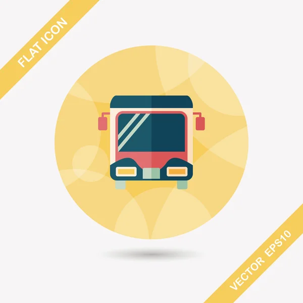 Transporte autobús icono plano con sombra larga — Archivo Imágenes Vectoriales