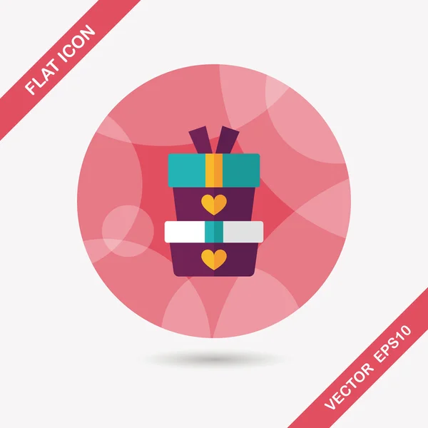 Valentine 's Day present flat icon with long shadow, eps10 — стоковый вектор