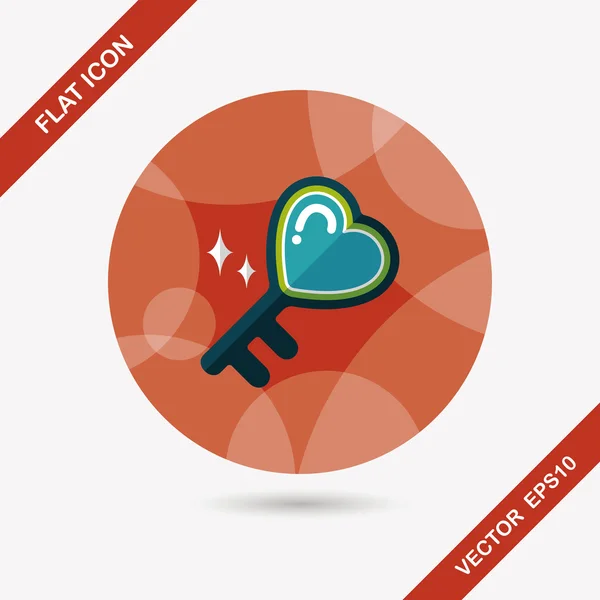 Valentine's Day lover key lock icône plate avec ombre longue, eps10 — Image vectorielle