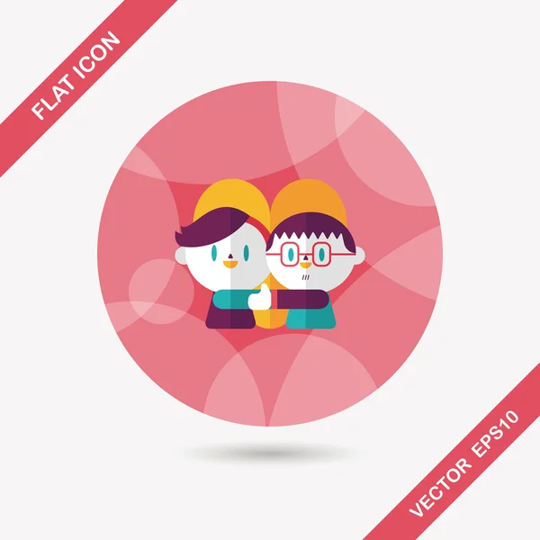 San Valentín pareja icono plano con sombra larga, eps10 — Vector de stock