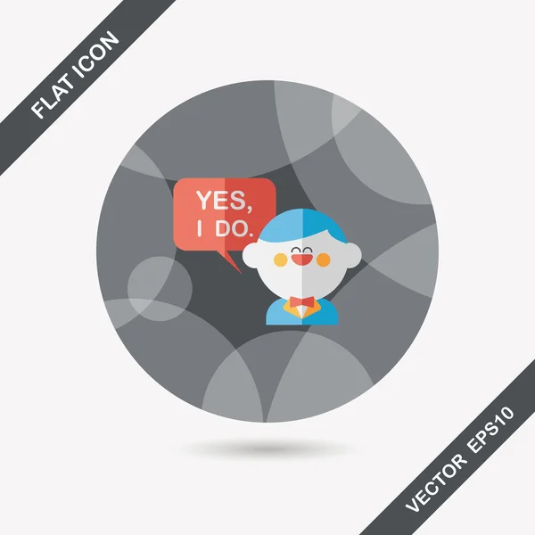 Wedding yes i do words from groom flat icon with long shadow, eps — стоковый вектор