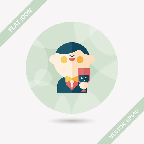 Novio de boda icono plano con sombra larga, eps10 — Vector de stock