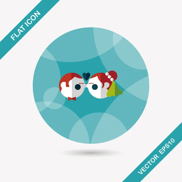 Pareja de boda icono plano con sombra larga, eps10 — Vector de stock