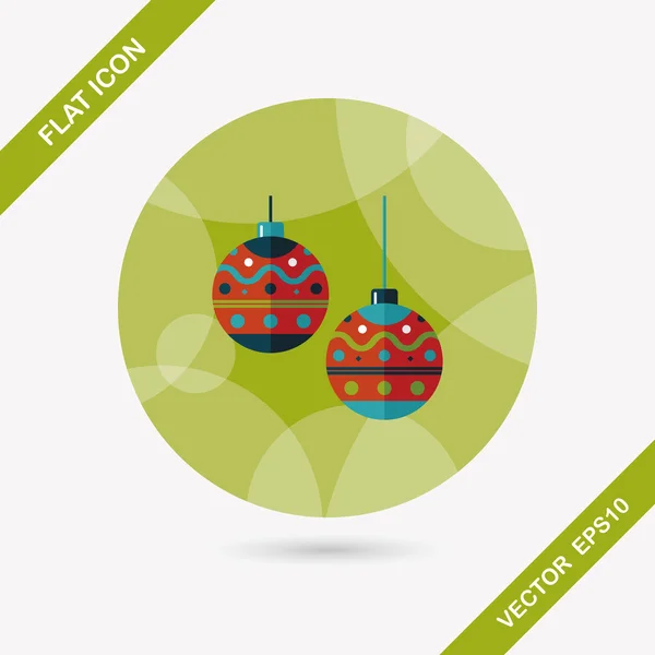 Icône plate boule de Noël avec ombre longue, eps10 — Image vectorielle