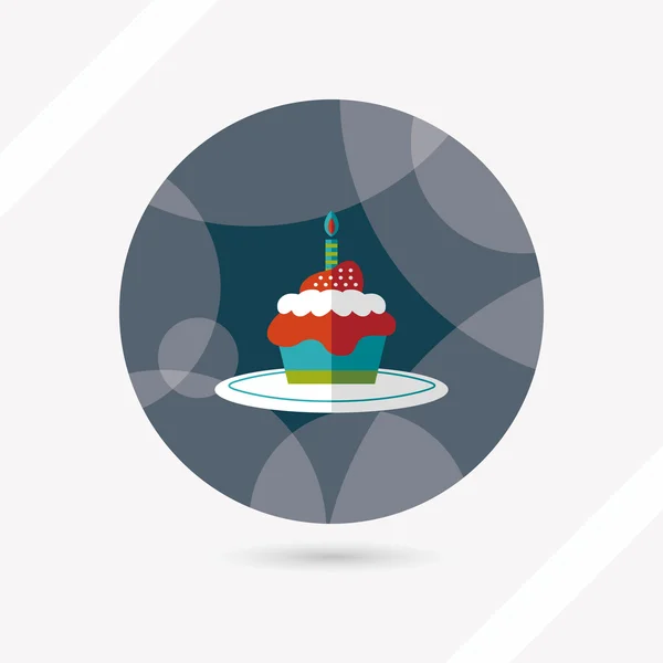 Verjaardag cake platte pictogram met lange schaduw, eps10 — Stockvector