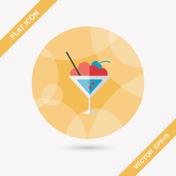 Cocktail flat icon with long shadow — Stock Vector